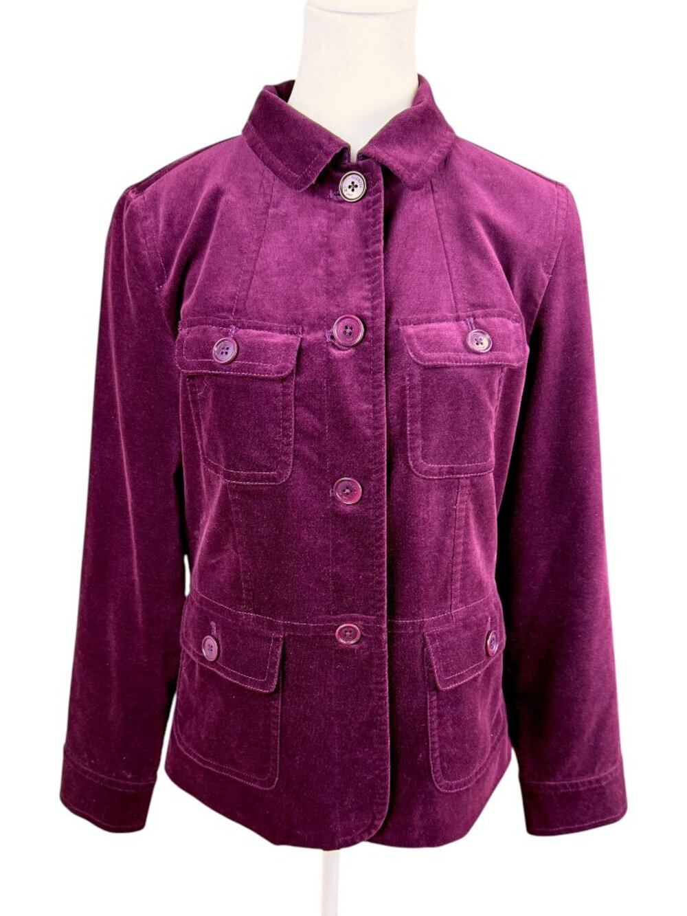 Talbots Velvet Blazer Berry Burgundy Cotton Tailored Classic (8)